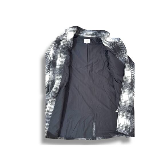 LOFT Plus Black White Plaid Wool Blend Coat Women’s Size 14 Winter Jacket - Picture 6 of 7